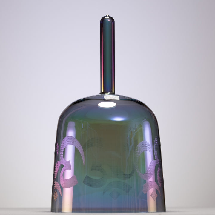 7.75" F-7 Aurora Sky Crystal Singing Bowl with Om, Handheld