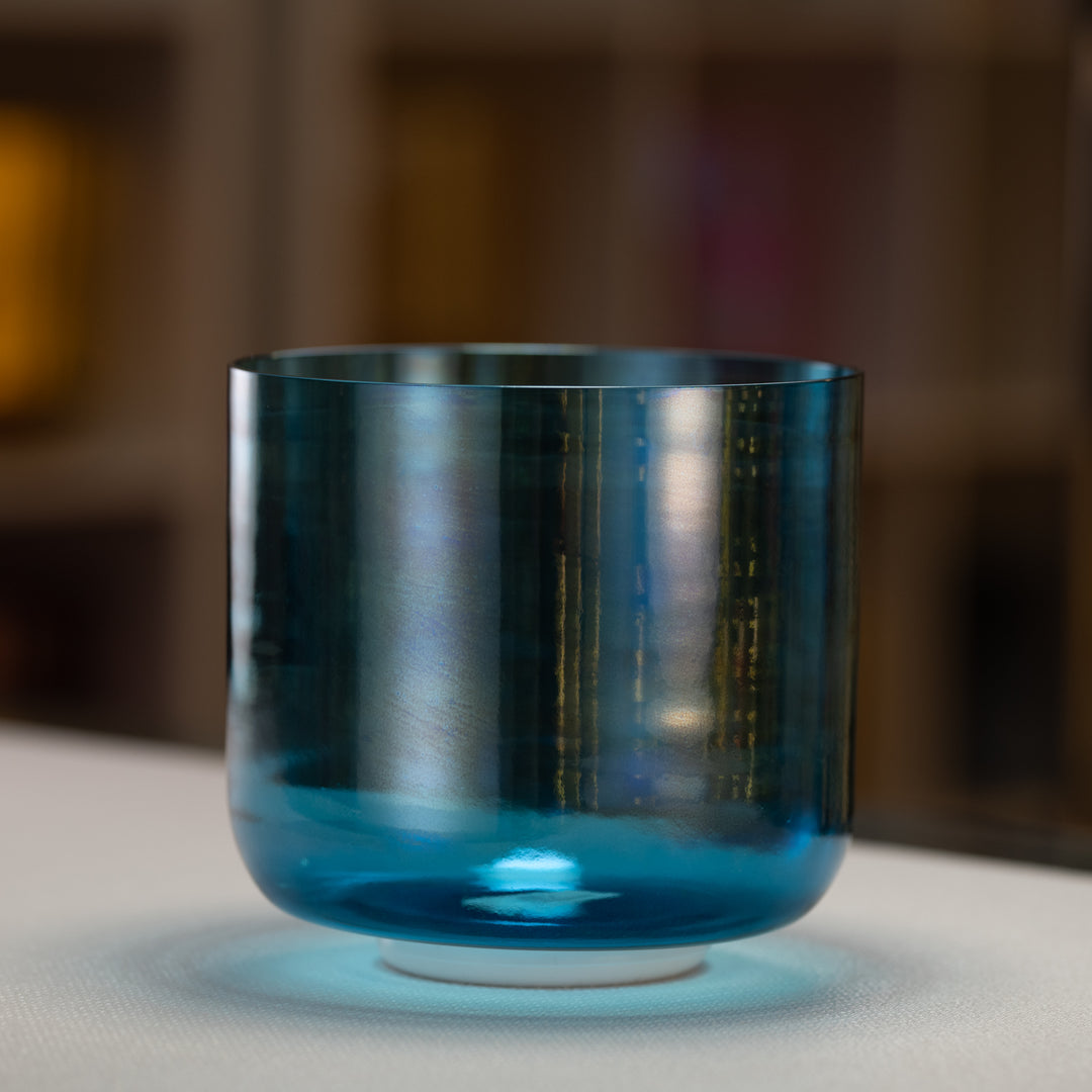 8" A#+38 Caribbean Blue Crystal Singing Bowl