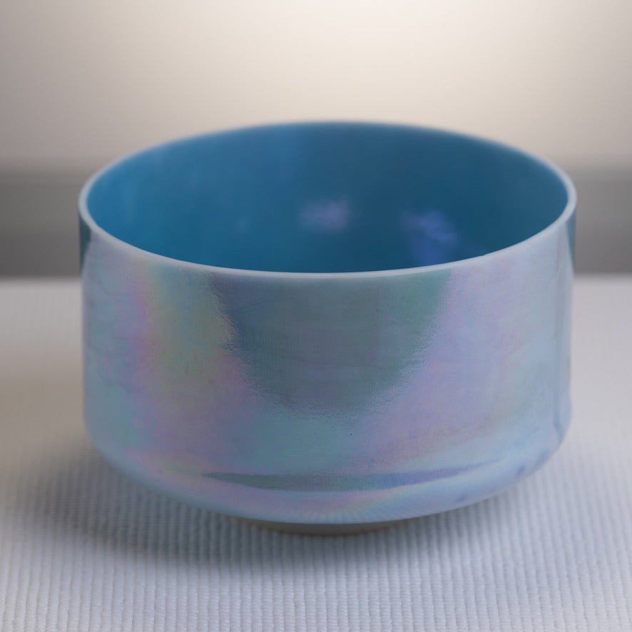 9" Turquoise Platinum and Ocean Gold Crystal Singing Bowl from Crystal Tones