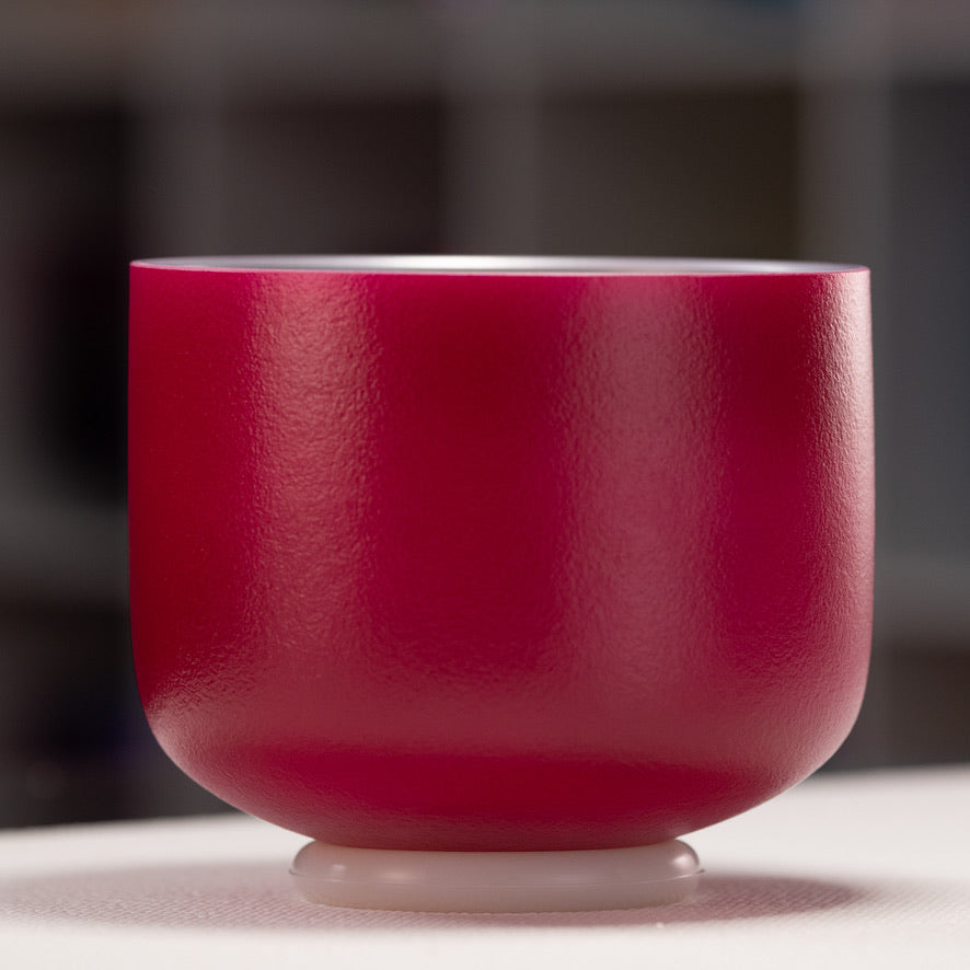 7.75" C+1 Dreamy Peony Frosted Crystal Singing Bowl, Silver inside