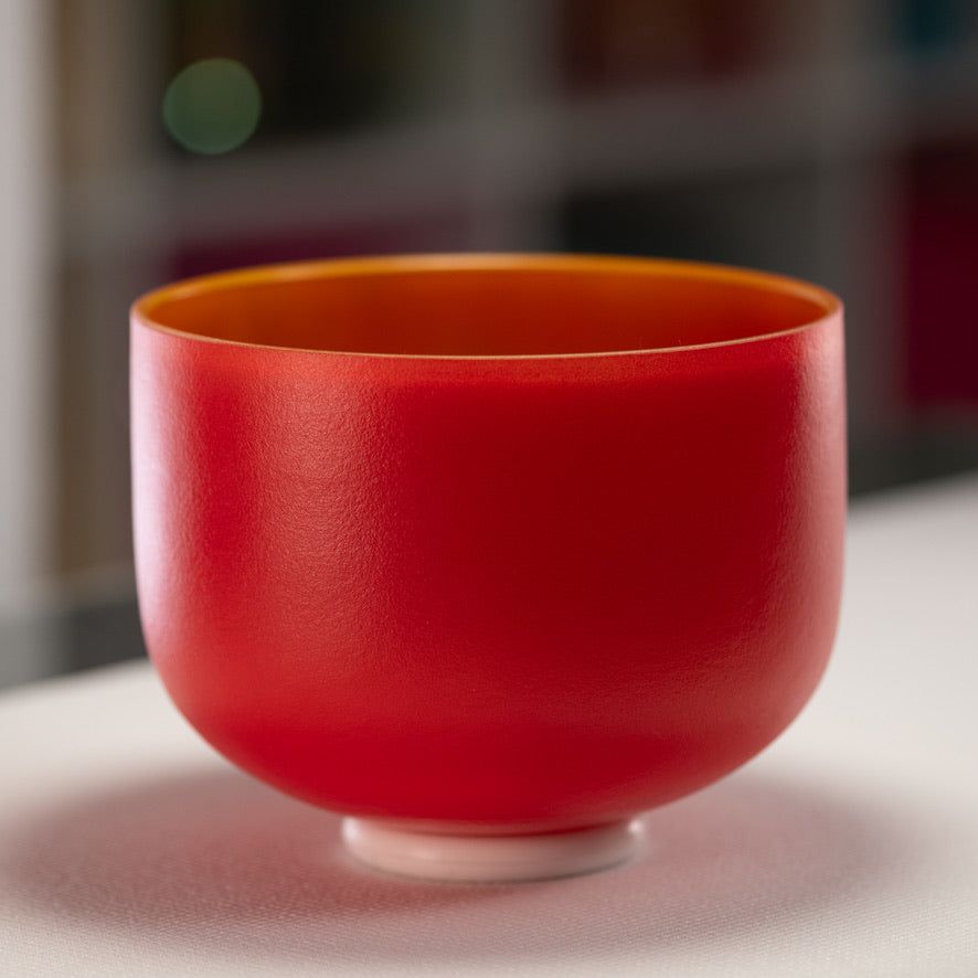 9.75" F#-22 Sedona Sunrise Frosted Crystal Singing Bowl