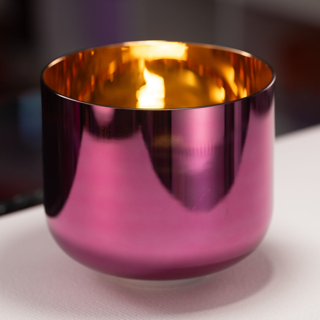 9" A#+30 Radiant Rose Crystal Singing Bowl, 24k Gold inside from Bowls of Sound