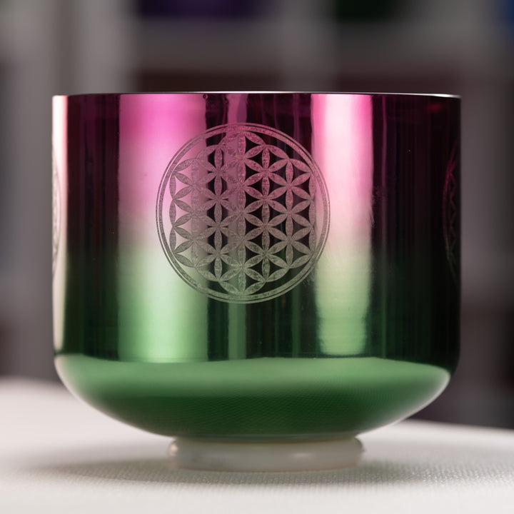 9" B+20 Divine Heart Crystal Singing Bowl with Flower of Life from Bowls of Sound