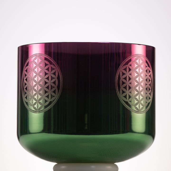 9" B+20 Divine Heart Crystal Singing Bowl with Flower of Life from Sacred Singing Bowls™
