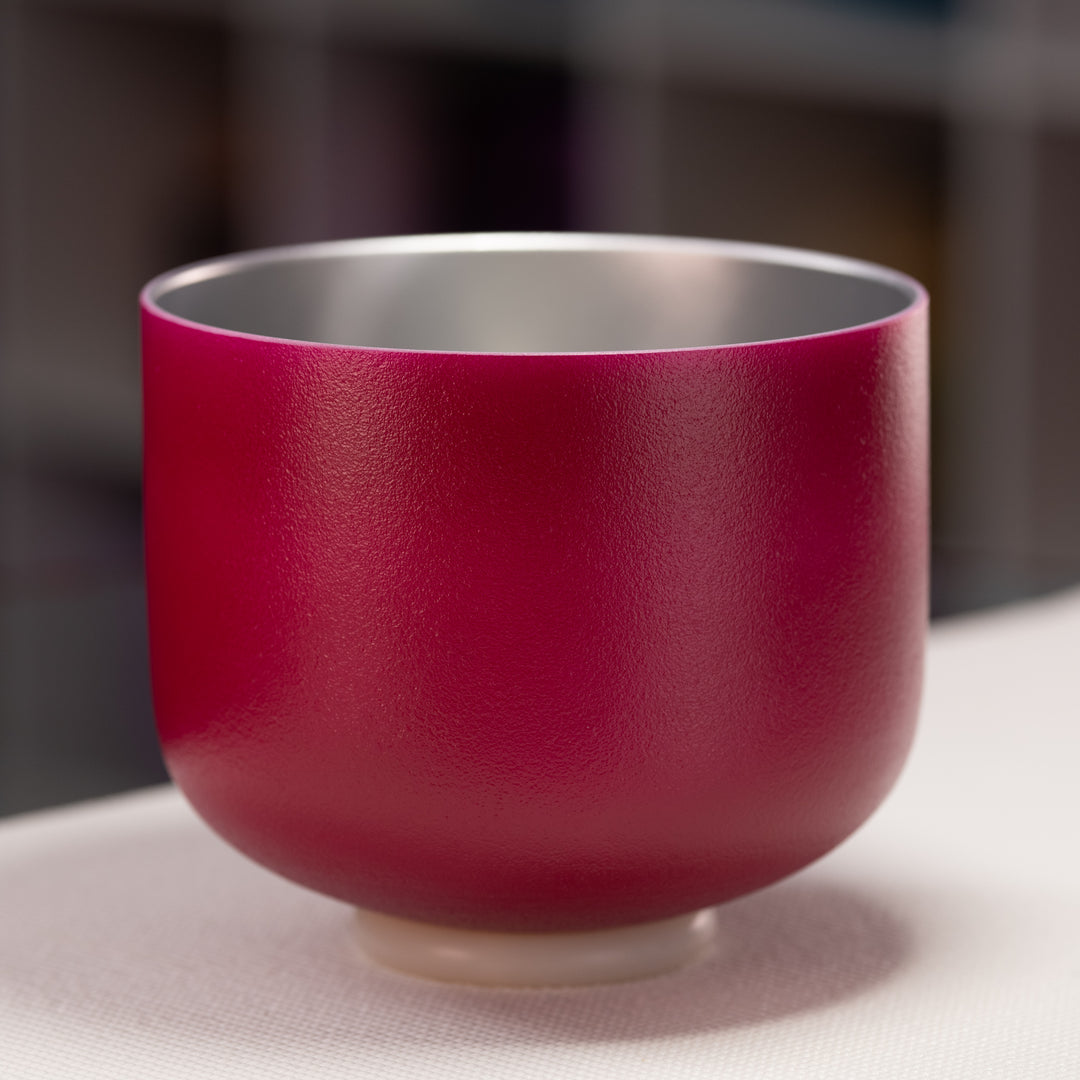 9" D#-25 Dreamy Peony Frosted Crystal Singing Bowl, Silver inside from Bowls of Sound