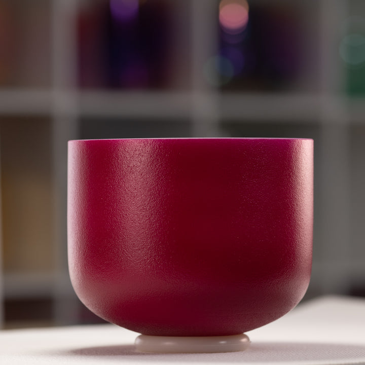 9" D#-25 Dreamy Peony Frosted Crystal Singing Bowl, Silver inside from Sacred Singing Bowls™