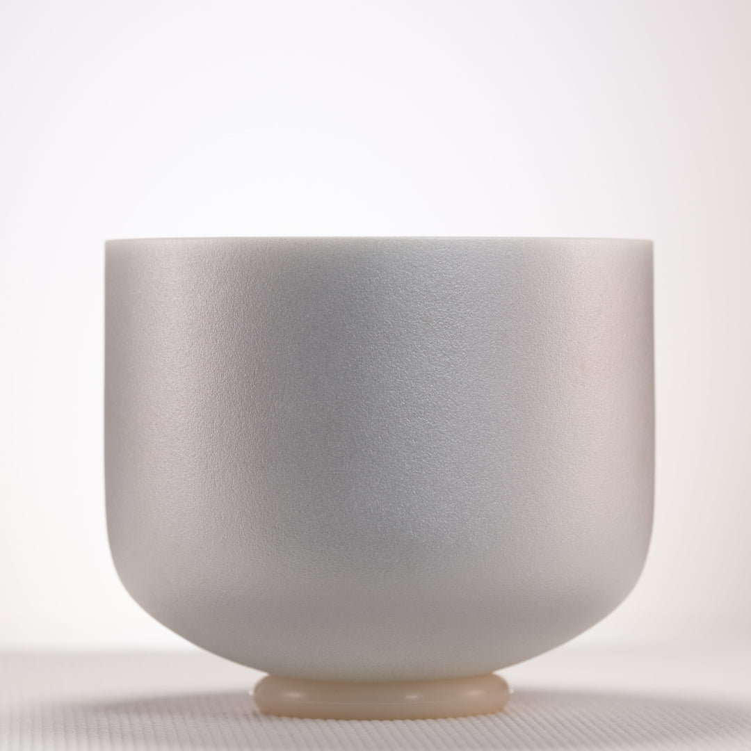 9" E+6 Frosted Silver Star Crystal Singing Bowl, Silver inside from Sacred Singing Bowls™