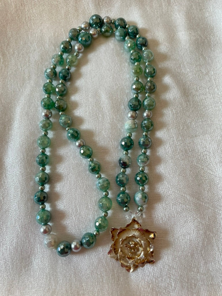 Faceted Green Agate Mala