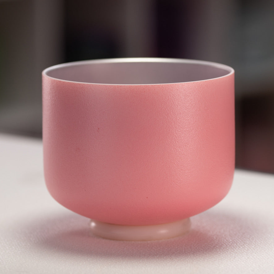 8" G+2 Rosebud Frosted Crystal Singing Bowl with Silver inside