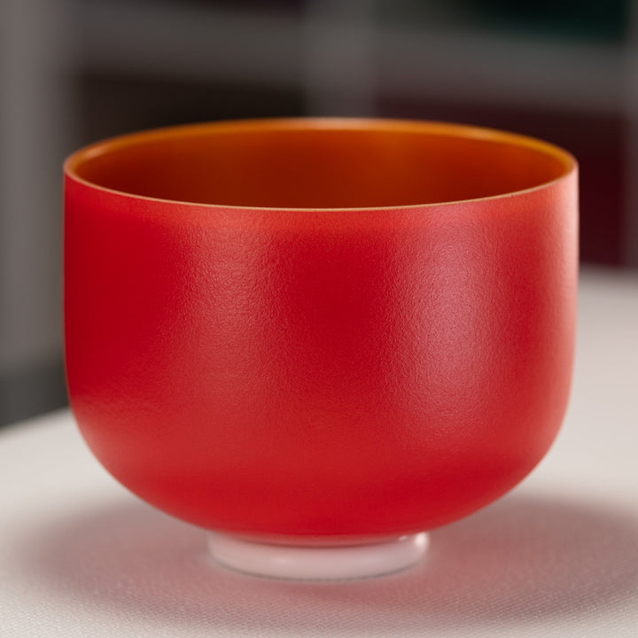 9.75" F#-22 Sedona Sunrise Frosted Crystal Singing Bowl