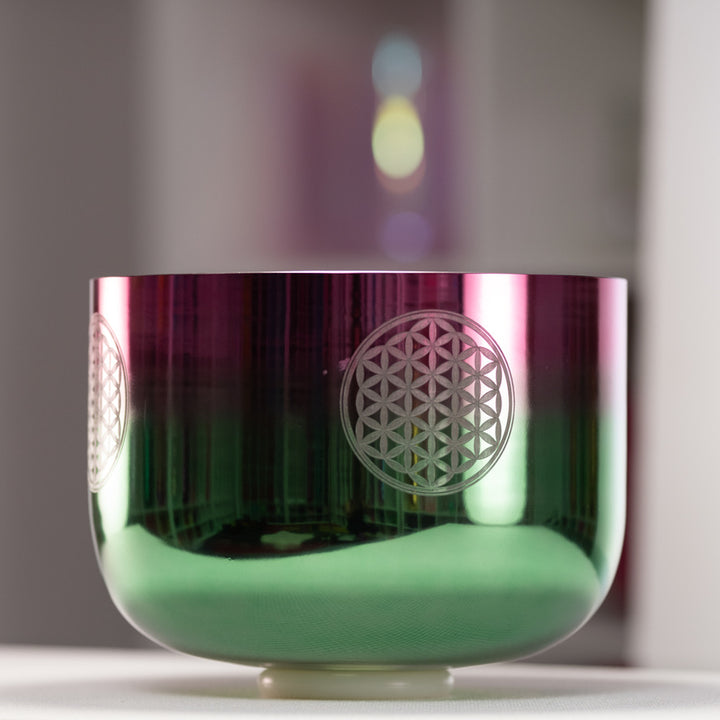 12" E-28 Divine Heart Crystal Singing Bowl with Flower of Life