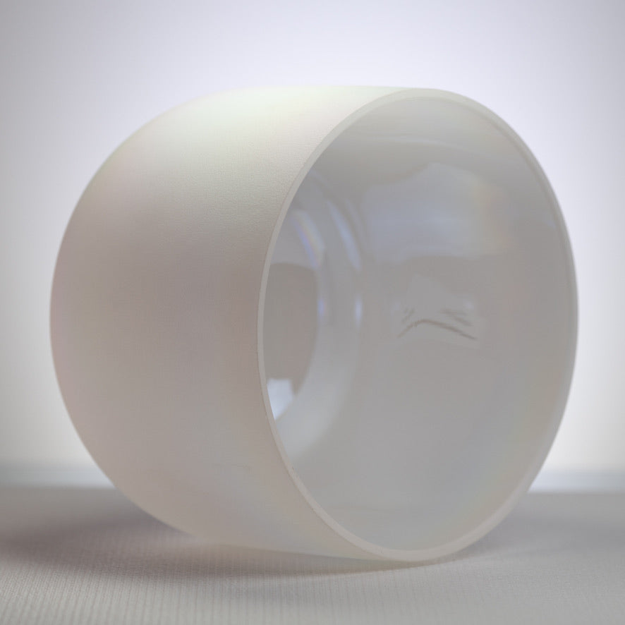10.75" E-2 White Frosted Singing Bowl with Angel Aura inside