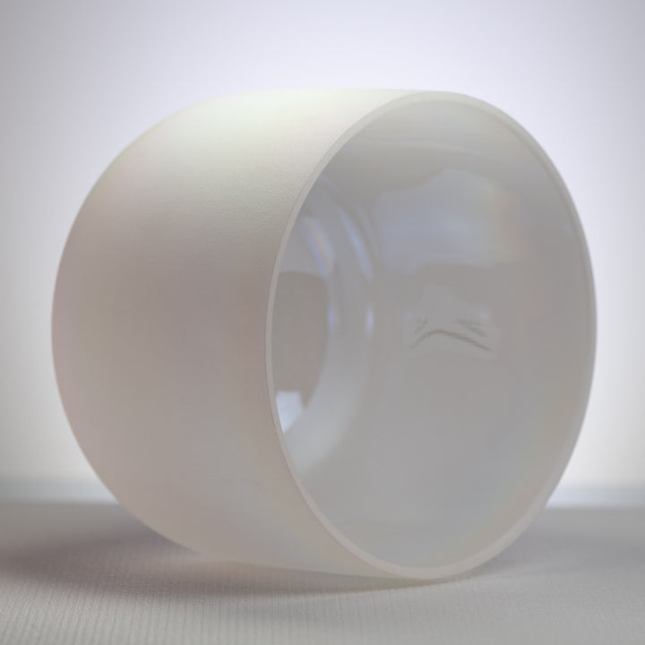 10.75" E-2 White Frosted Singing Bowl with Angel Aura inside