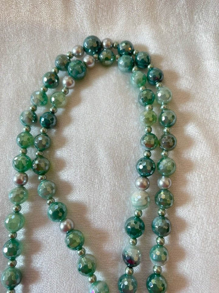 Faceted Green Agate Mala
