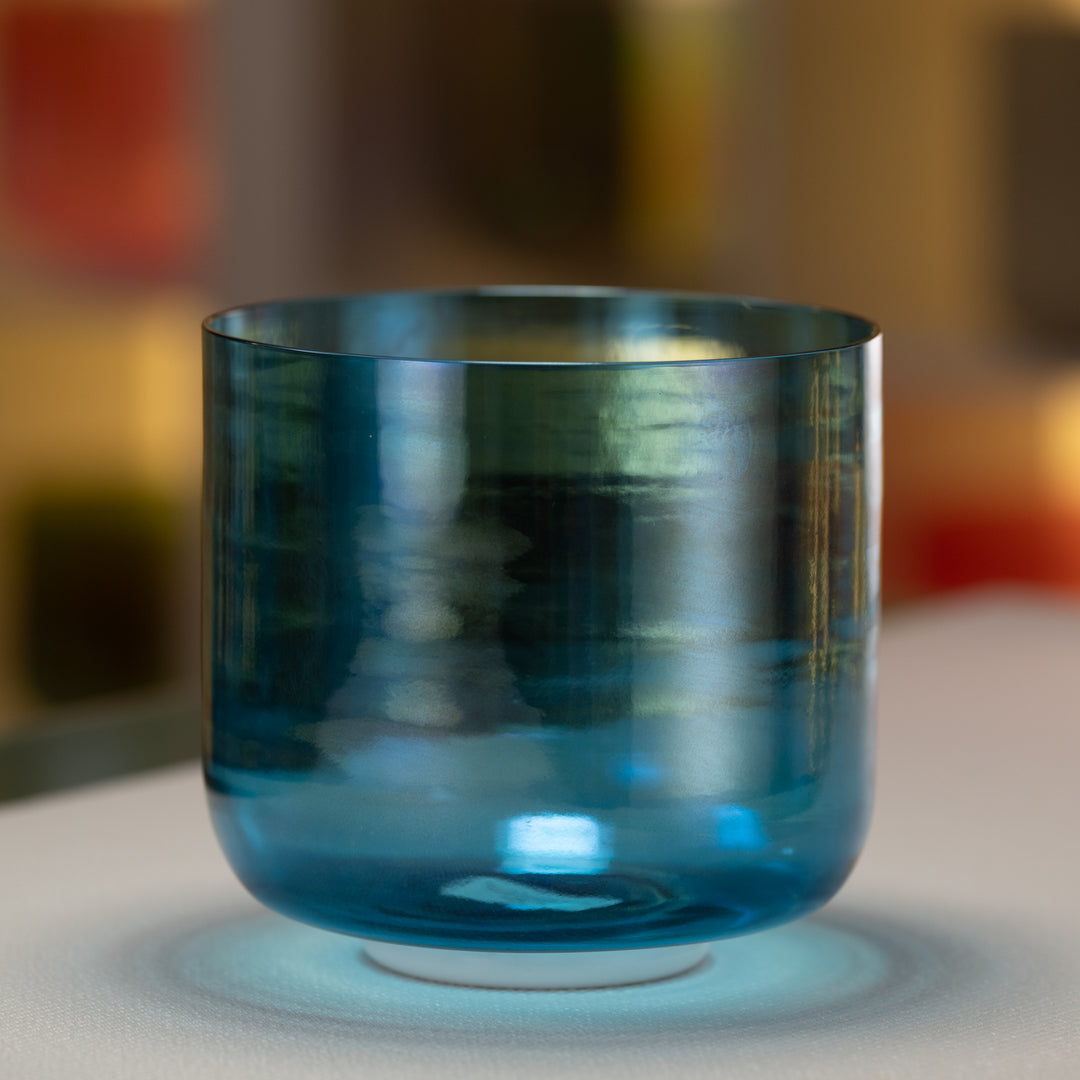 8" A#+38 Caribbean Blue Crystal Singing Bowl