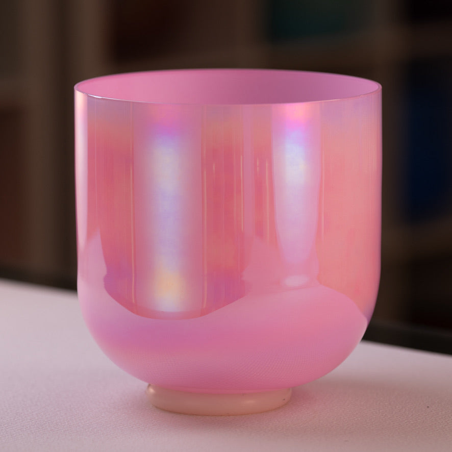 9” F+44 Rose Blossom Crystal Singing Bowl, Prismatic