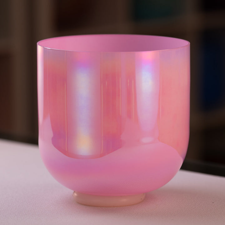 9” F+44 Rose Blossom Crystal Singing Bowl, Prismatic