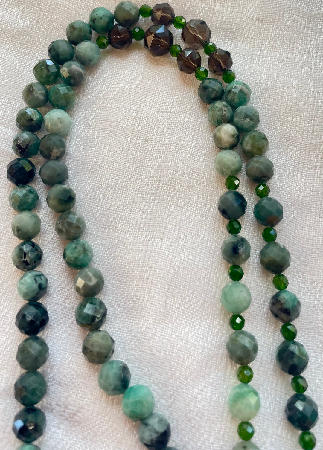 Emerald Mala with Peony pendant