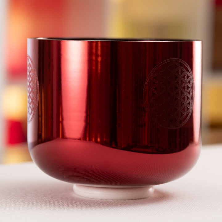 9" B+36 Ruby Ray with Flower of Life Singing Bowl