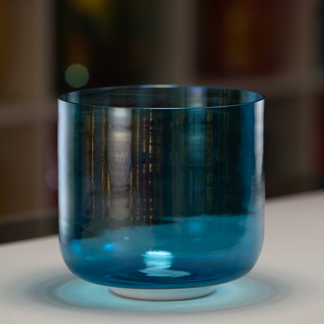 8" A#+38 Caribbean Blue Crystal Singing Bowl