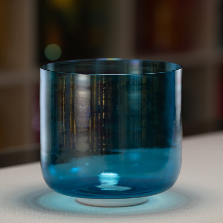 8" A#+38 Caribbean Blue Crystal Singing Bowl