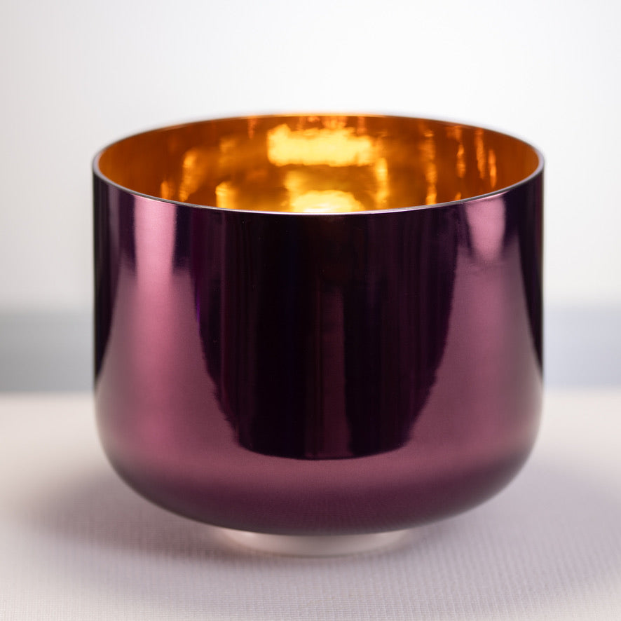 10" A#-15 Divine Violet Flame Crystal Singing Bowl, 24k Gold inside
