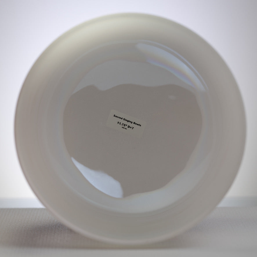 11.75" D+7 White Frosted Singing Bowl with Angel Aura inside