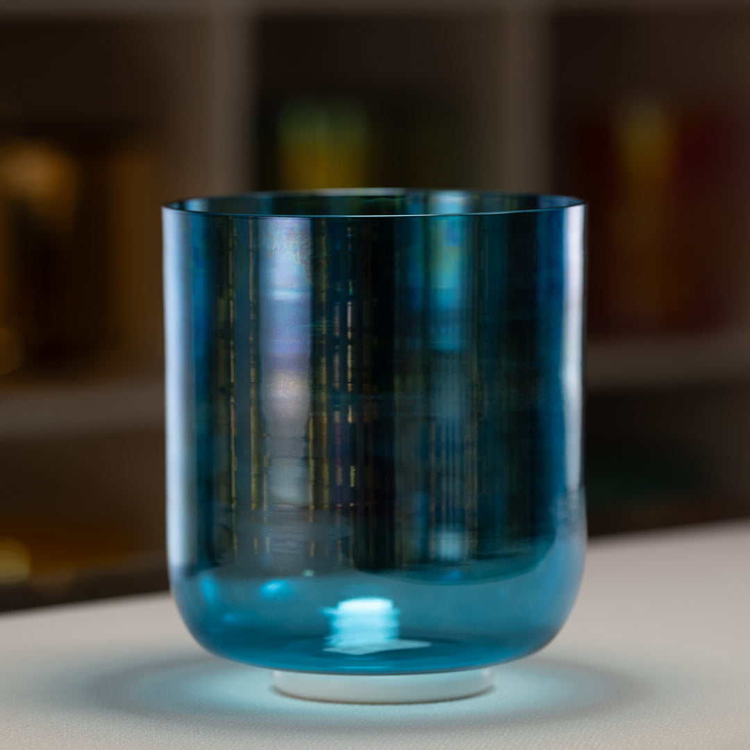 8" B+22 Caribbean Blue Crystal Singing Bowl
