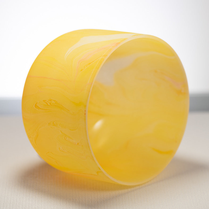 9" F#-24 Yellow Swirl Frosted Crystal Singing Bowl