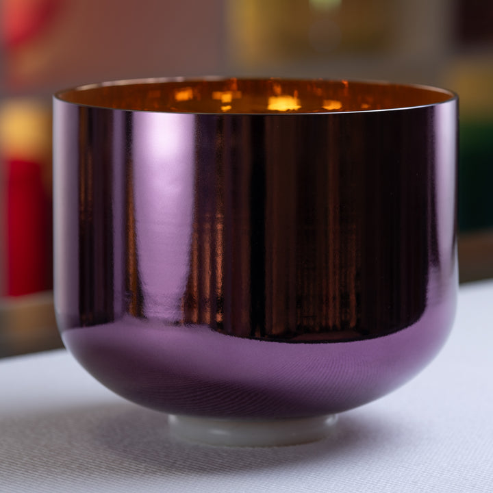 10" G#+28 Divine Violet Flame Crystal Singing Bowl, 24k Gold inside