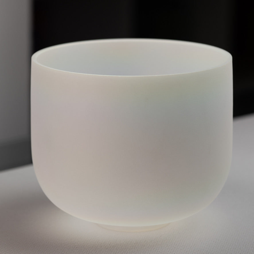 10.75" E-2 White Frosted Singing Bowl with Angel Aura inside