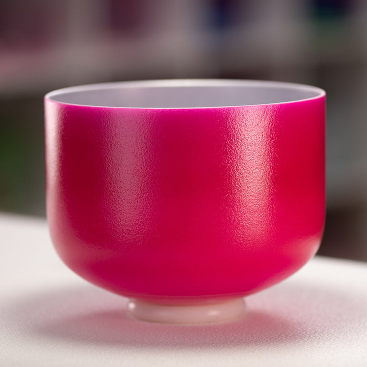 10" D+4 Dreamy Peony Frosted Crystal Singing Bowl, Silver inside