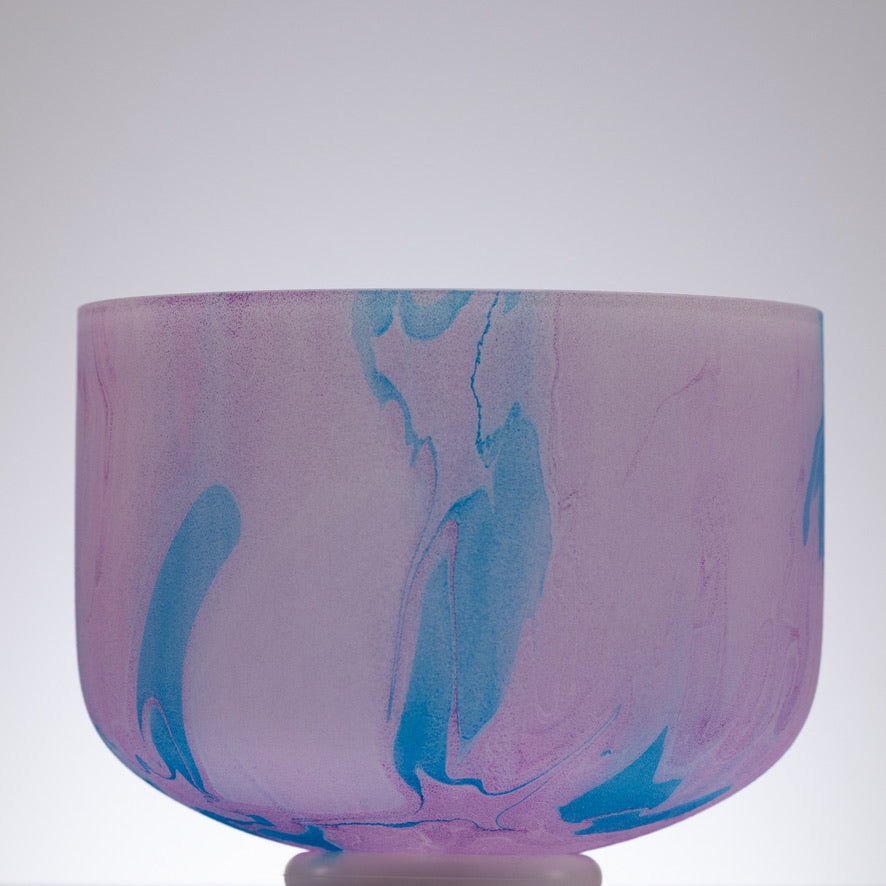10" C#-24 Light Purple Swirl Frosted Crystal Singing Bowl