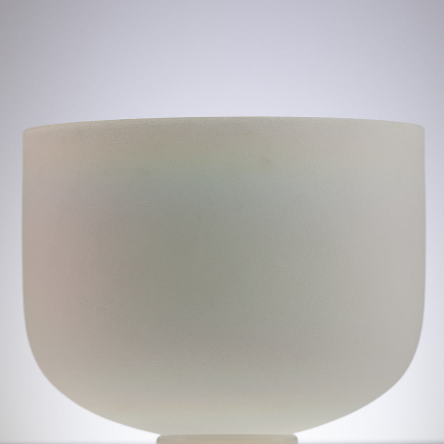 11.75" D+7 White Frosted Singing Bowl with Angel Aura inside