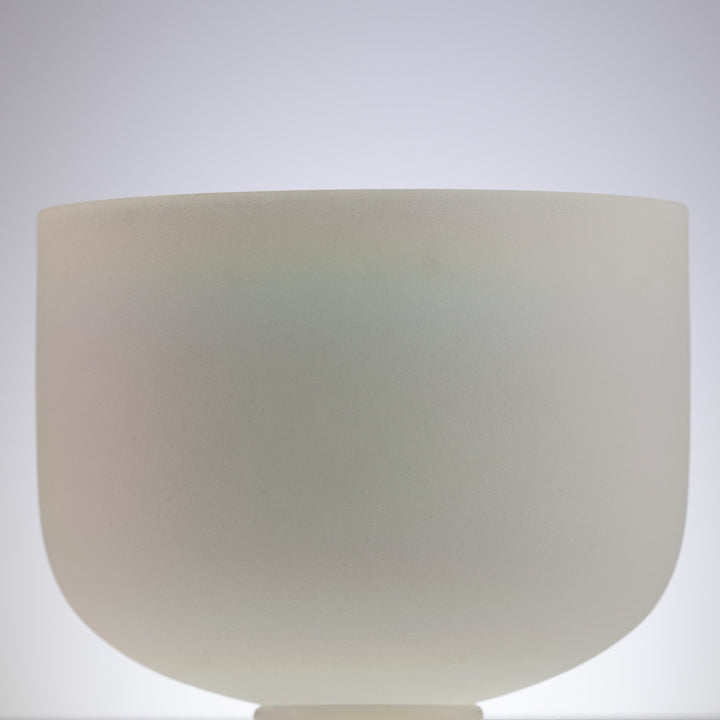 11.75" D+7 White Frosted Singing Bowl with Angel Aura inside
