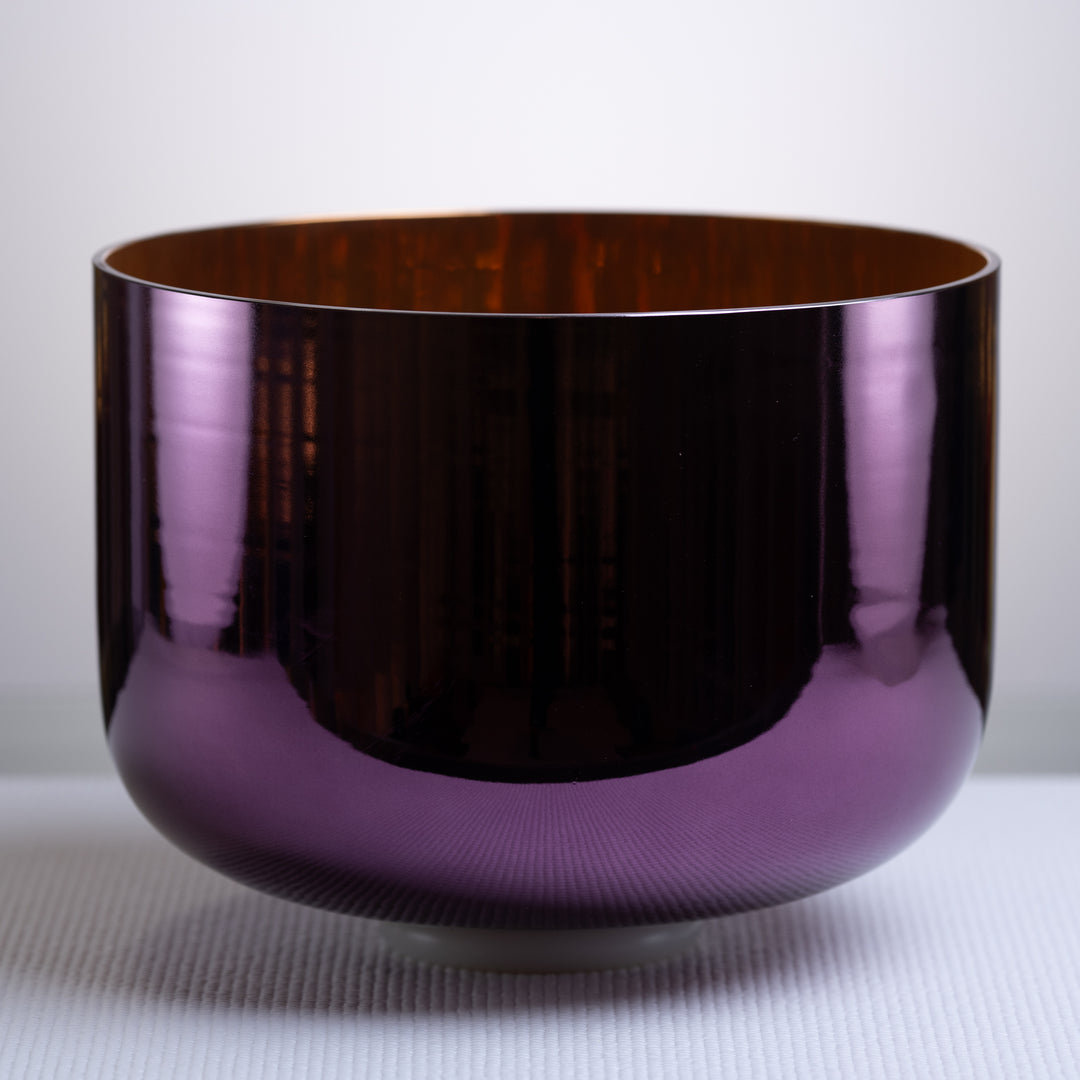 12" F#-27 Divine Violet Flame Crystal Singing Bowl, 24k Gold inside