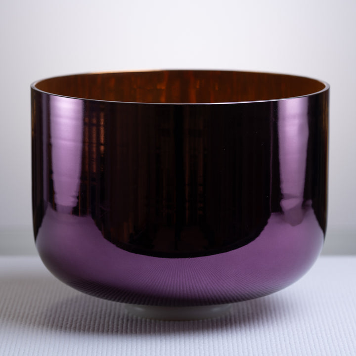 12" F#-27 Divine Violet Flame Crystal Singing Bowl, 24k Gold inside