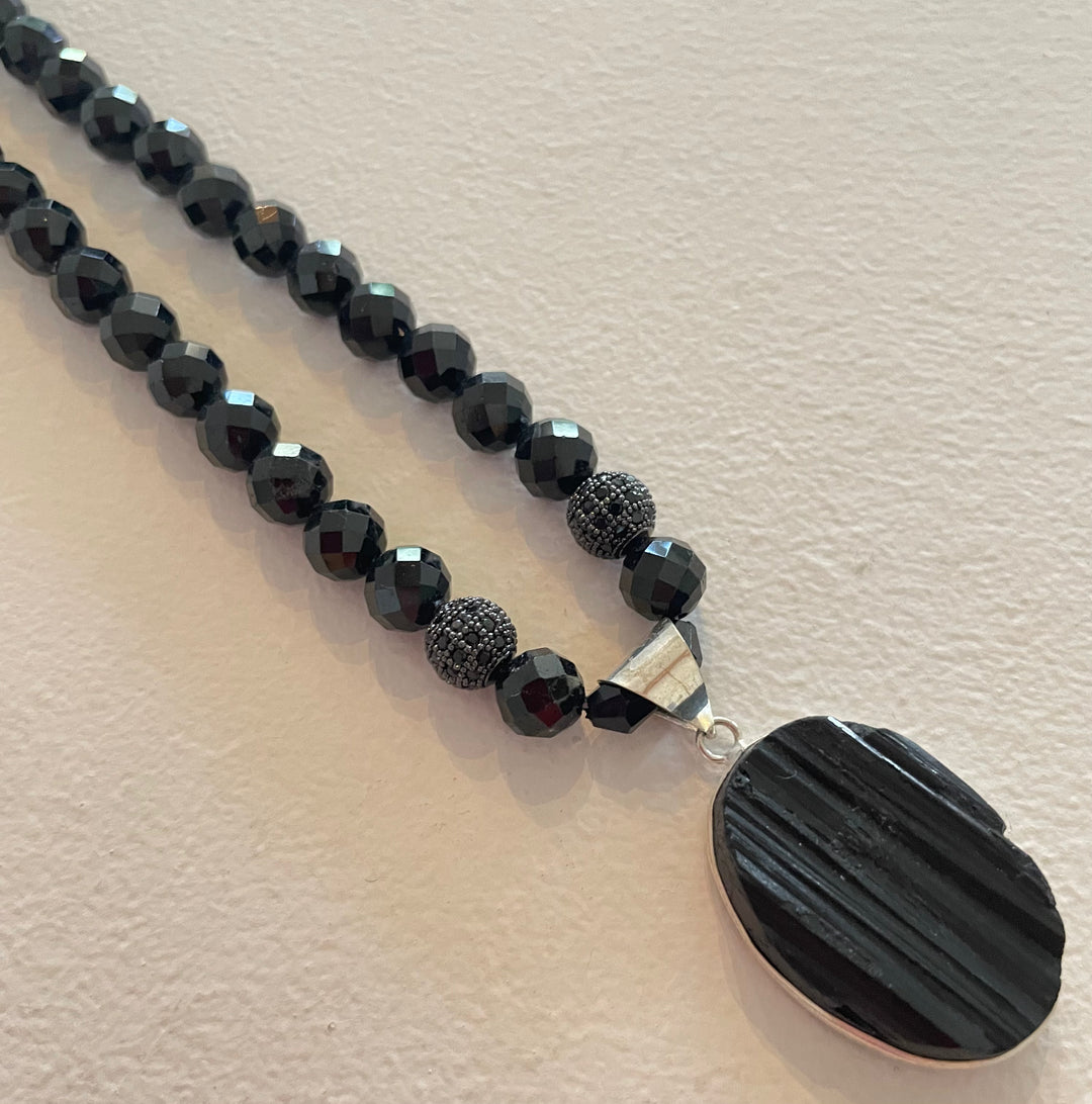 Pure Black Tourmaline Necklace