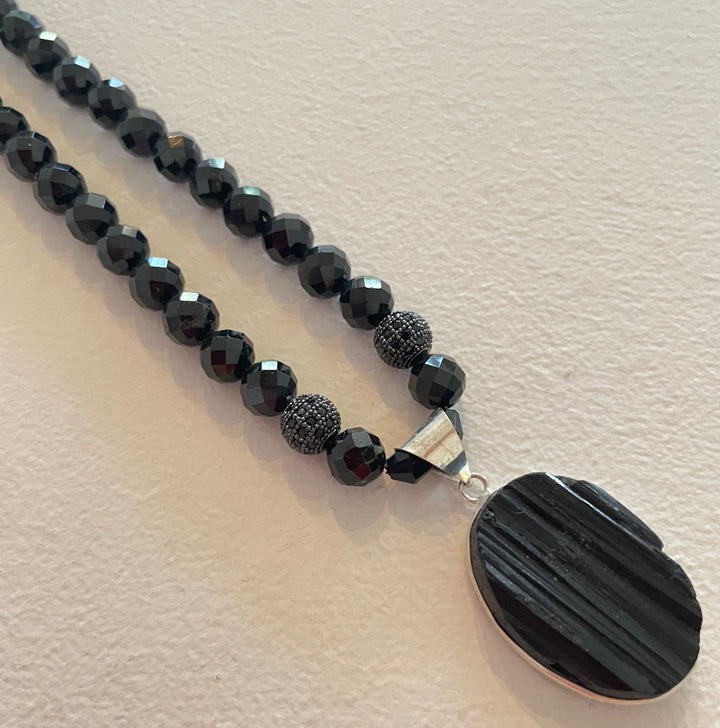 Pure Black Tourmaline Necklace