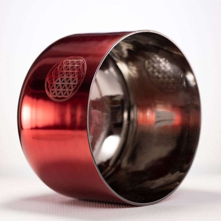 12" F+41 Ruby Ray Crystal Singing Bowl with Flower of Life