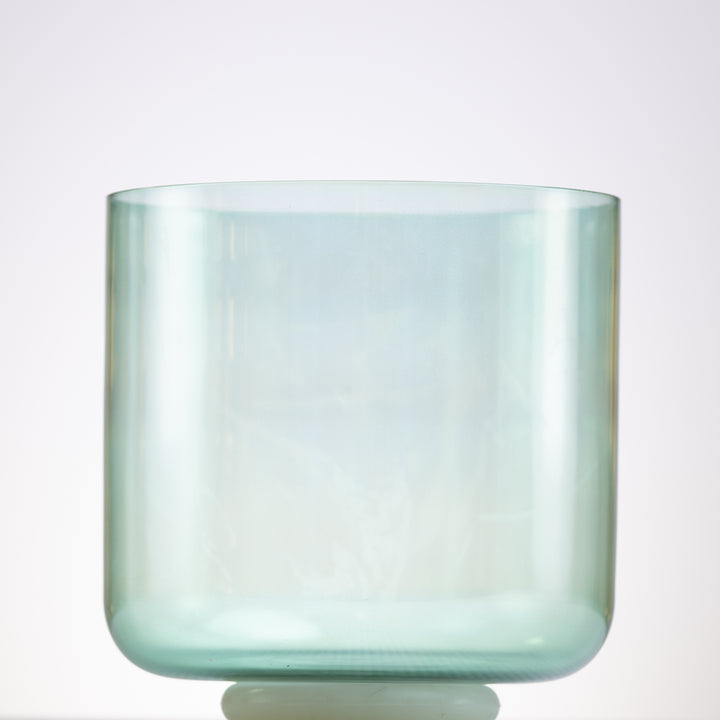 An 8-inch Sacred Sage Crystal Singing Bowl with a clear, smooth surface.