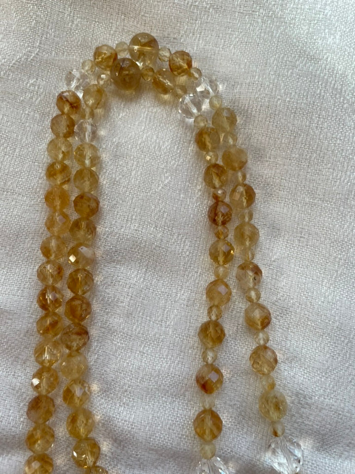 Faceted Natural Citrine Mala with Citrine Pendant