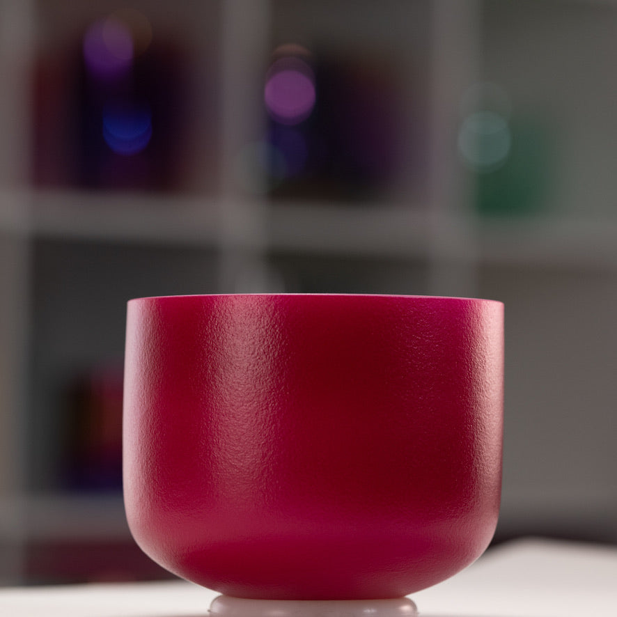 7.75" C+1 Dreamy Peony Frosted Crystal Singing Bowl, Silver inside