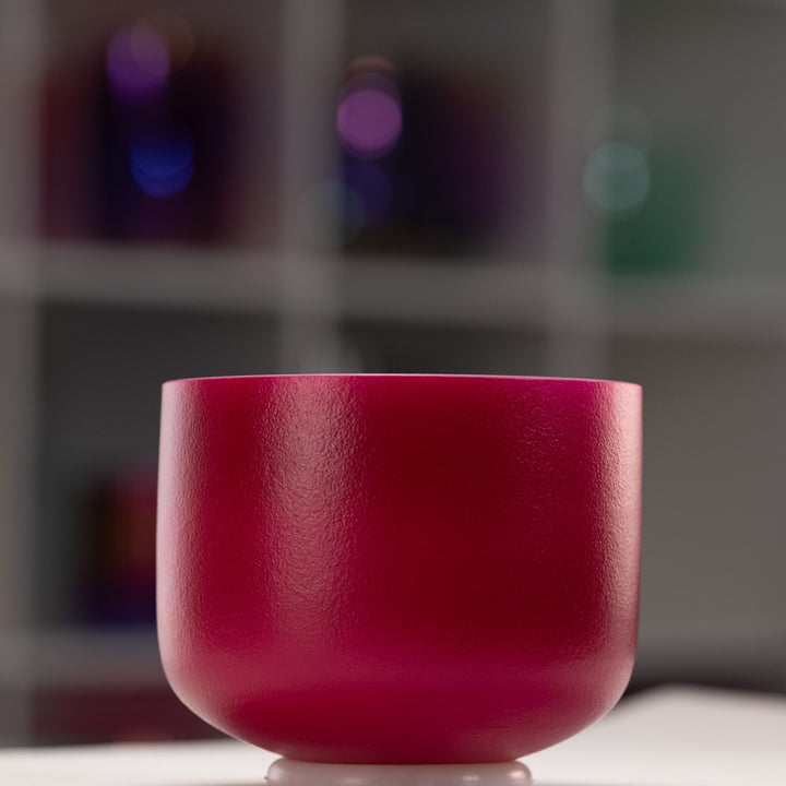 7.75" C+1 Dreamy Peony Frosted Crystal Singing Bowl, Silver inside