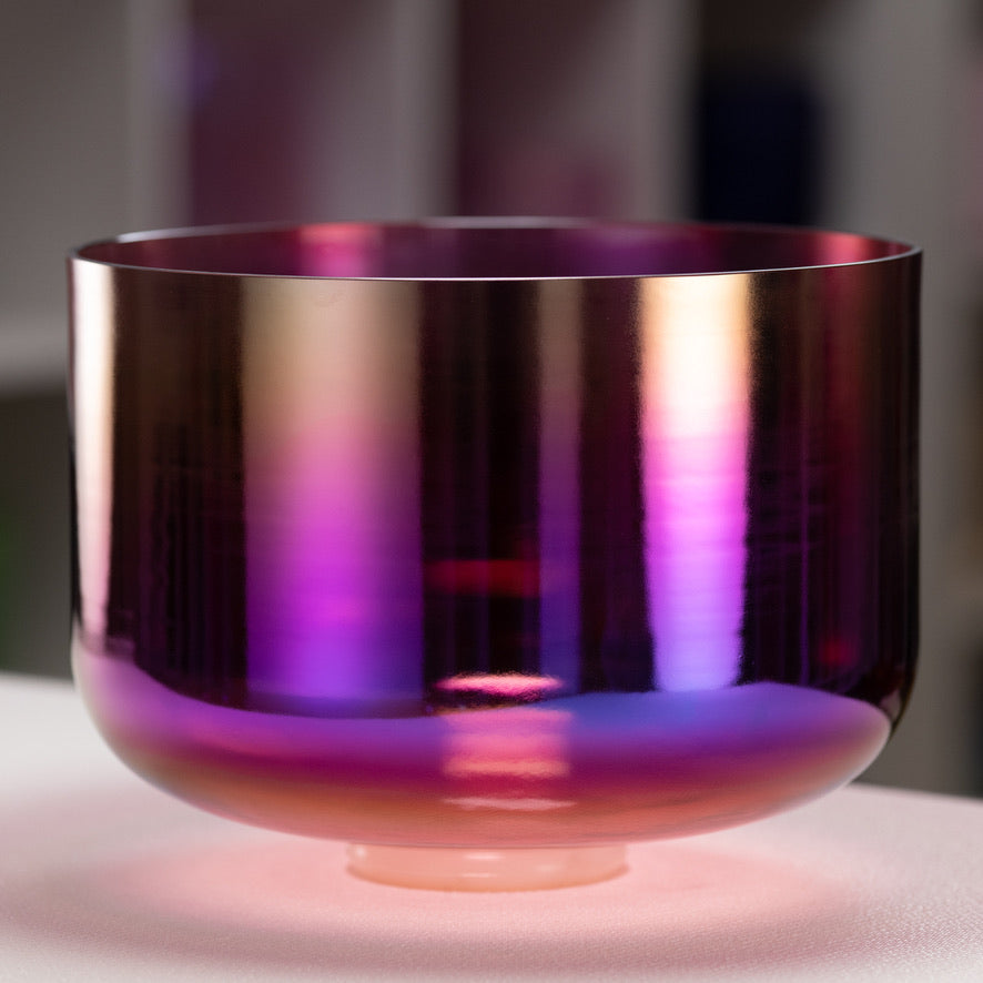 13" D-8 Healing Violet Flame Crystal Singing Bowl, Perfect Pitch