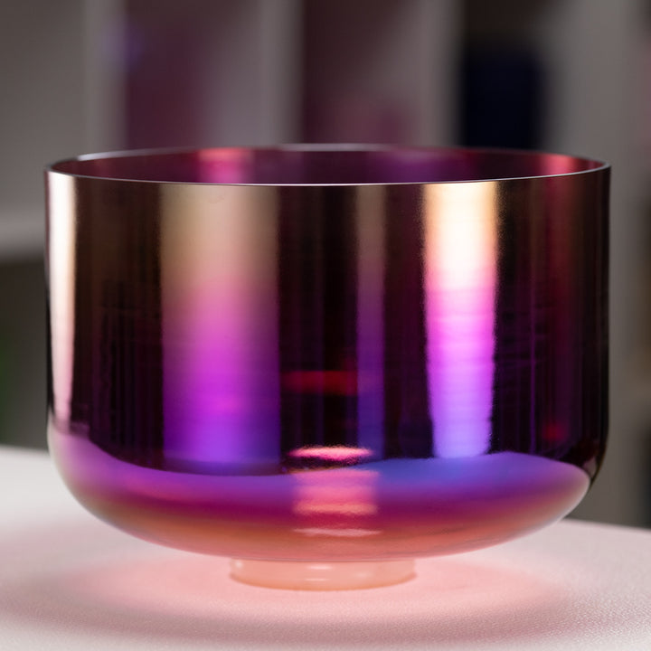 13" D-8 Healing Violet Flame Crystal Singing Bowl, Perfect Pitch