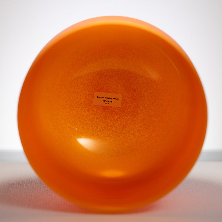 13" F#-22 Setting Sun Frosted Crystal Singing Bowl, Gold inside