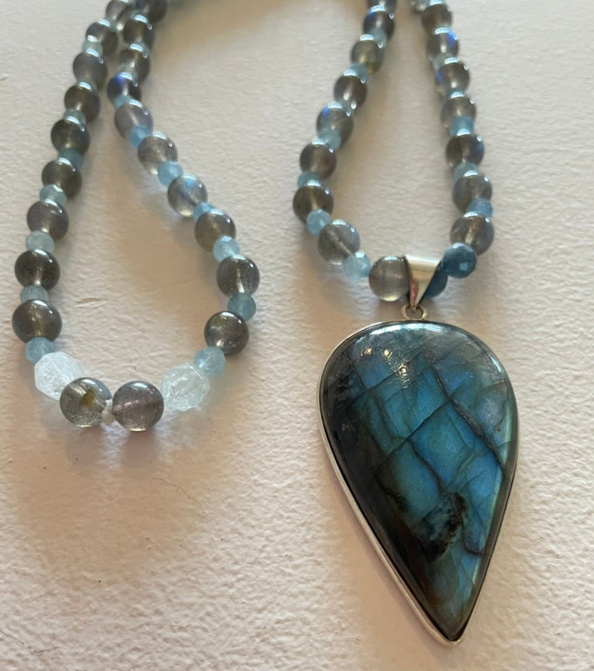 Labradorite & Aquamarine Mala