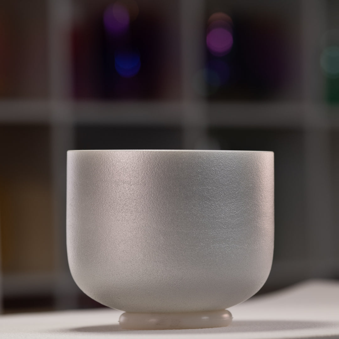 8" B-29 Frosted Silver Star Crystal Singing Bowl