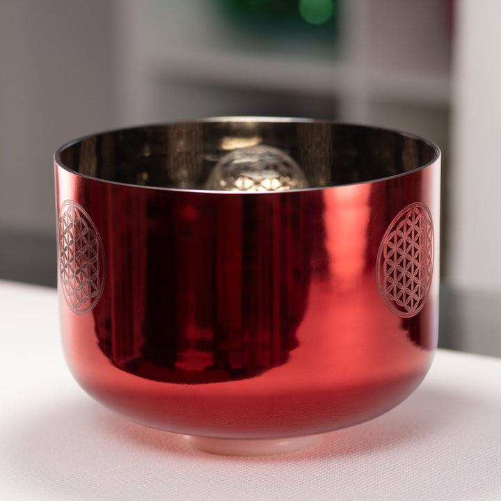 12" F+41 Ruby Ray Crystal Singing Bowl with Flower of Life